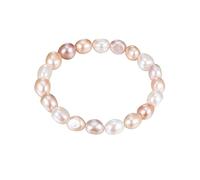 Valero Pearls Damen Perlenarmband mit Barock Süßwasser-Zuchtperlen 8,5-9,5 mm multicolor - 18,5 cm flexibel/ohne Verschluss