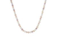 Valero Pearls Damen-Kette Hochwertige Süßwasser-Zuchtperlen in ca. 7 mm Oval weiß/apricot/flieder 925 Sterling Silber - Perlenkette echte Perlen