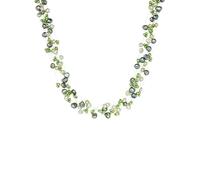 Valero Pearls Damen Perlenhalskette Mehrreihig mit Süßwasser-Zuchtperlen 3-6 mm Barock Grün 925/- Sterling Silber Damenhalskette Perlenschmuck