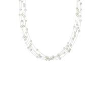 Valero Pearls Damen Perlenhalskette mehrreihig Süßwasser-Zuchtperlen 5-6 mm Rund weiß Edelstahldraht Sterling Silber 43 cm - Perlenkette Halskette