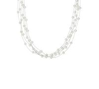 Valero Pearls Damen Perlenkette Mehrreihig Süßwasser-Zuchtperlen in ca. 4 mm oval weiß 925 Sterling Silber 50 cm - Perlenkette mit echten Perlen