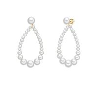 Valero Pearls Damen Perlenohrhänger aus 925/- Sterling Silber gelbvergoldet 14 Karat mit potato/button Süßwasser-Zuchtperle 1,0-4,5 mm Ohrringe