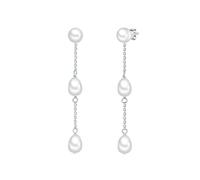 Valero Pearls Damen Perlenohrhänger aus 925/- Sterling Silber mit Süßwasser-Zuchtperlen 6-7 mm Button Weiß - Silberohrhänger mit echten Perlen