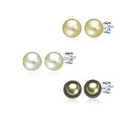 Valero Pearls Damen Perlenohrstecker 3er Set aus 925/- Sterling Silber