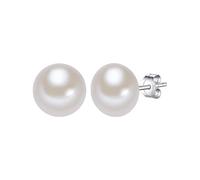 Valero Pearls Damen Perlenohrstecker Hochwertige Süßwasser-Zuchtperlen 10-11 mm Button weiß 925/- Sterling Silber - Silberohrstecker echte Perlen