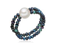 Ring Süßwasser-Zuchtperlen weiß/schwarz One size