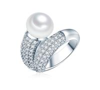 Ring Sterling Silber Süßwasser-Zuchtperle weißZirkonia weiß Pavé 54