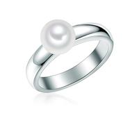 Valero Pearls Damen-Ring 925/- Sterling Silber Süßwasser-Zuchtperlen Rund 7,5-8 mm weiß - Modern-Ring für Frauen Perlenring Süßwasser-Perle groß