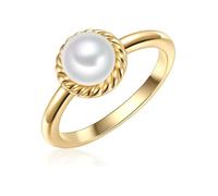 Valero Pearls - Ring Sterling Silber Zirkonia Süßwasser-Zuchtperle in Gelbgold Ringe Damen