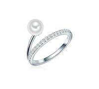 Valero Pearls - Ring Sterling Silber Zirkonia Süßwasser-Zuchtperle in Silber Ringe Damen