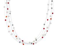 Kette Süßwasser-Zuchtperlen weißverziert mit Kristallen von Swarovski® rot orange