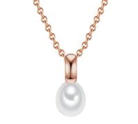 Valero Pearls Damen-Kette Sterling Silber 925 rosévergoldet Süßwasser-Zuchtperlen - Halskette Frauen Roségold-Farben Süßwasser-perle
