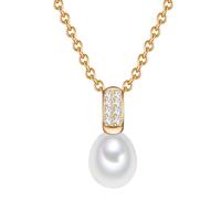 Valero Pearls Kette mit Anhänger Gelbvergoldet Süßwasser-Zuchtperlen weiß 42,0 cm Basiskette + 7,0 Verlängerung Damen
