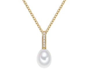 Valero Pearls Kette mit Anhänger Gelbvergoldet Süßwasser-Zuchtperlen weiß 42,0 cm Basiskette + 7,0 Verlängerung Damen