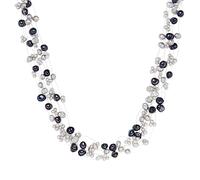 Valero Pearls Kette Süßwasser-Zuchtperlen braun hellbraun weiß 43,0 cm Basiskette + 5,0 Verlängerung Damen