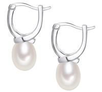 Valero Pearls Klappcreolen Sterling Silber Süßwasser-Zuchtperlen weiß 22,0 mm Damen