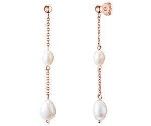 Valero Pearls Ohrhänger Edelstahl Süßwasser-Zuchtperle in Roségold 57,3 mm Damen
