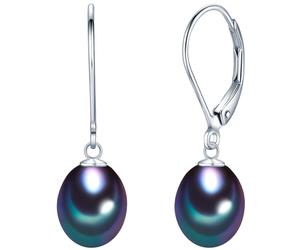 Valero Pearls Ohrhänger Sterling Silber Süßwasser-Zuchtperlen pfauenblau ca. 8,0-9,0 mm 25,0 Damen