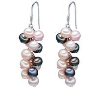 Valero Pearls Damen Ohrringe 925/- Sterling Silber | rhodiniert, Ohrhänger, Süßwasser-Zuchtperle, ca. 4,0 - 5,0 mm, rosa, rund