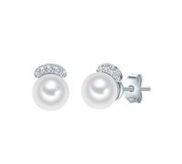 Valero Pearls - Perlen-Ohrstecker Sterling Silber Zirkonia Süßwasser-Zuchtperle in Silber Ohrringe Damen
