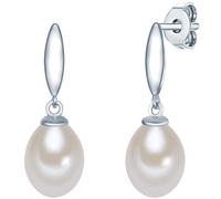 Valero Pearls Damen-Ohrstecker Hochwertige Süßwasser-Zuchtperlen 925 ca. 8 mm Tropfenform weiß 925 Sterling-Silber - Perlenohrhänger mit echten Perlen