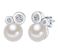 Valero Pearls Ohrstecker Sterling Silber Zirkonia Süßwasser-Zuchtperle in 15,0 mm Damen