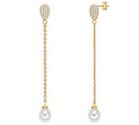 Valero Pearls Ohrstecker Sterling Silber Zirkonia Süßwasser-Zuchtperle in Gelbgold Gold Damen