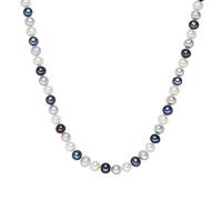 Kette Sterling Silber Süßwasser-Zuchtperlen weiß silberfarben pfauenblau
