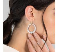 Valero Pearls Perlen-Ohrhänger Sterling Silber Süßwasser-Zuchtperle in Gelbgold 42,7 mm Damen