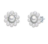 Valero Pearls Perlen-Ohrstecker Blüte Sterling Silber Süßwasser-Zuchtperle in 12,3 mm Damen