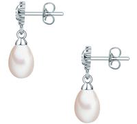 Valero Pearls Perlen-Ohrstecker Blume Sterling Silber Zirkonia Süßwasser-Zuchtperle in 18,6 mm Damen