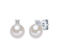 Valero Pearls Damen Silberohrstecker mit Süßwasser-Zuchtperle mit Zirkonia silber / weiß, Größe One Size, 3657026 Silber / Weiß One Size