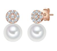 Valero Pearls Perlen-Ohrstecker Sterling Silber Zirkonia Süßwasser-Zuchtperle in Roségold 11,6 mm Damen