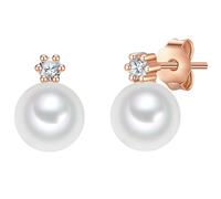 Valero Pearls Perlen-Ohrstecker Sterling Silber Zirkonia Süßwasser-Zuchtperle in Roségold Rosegold Damen