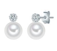 Valero Pearls Perlen-Ohrstecker Sterling Silber Zirkonia Süßwasser-Zuchtperle in Silver Damen