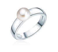 Valero Pearls Damen Perlenring aus 925/- Sterling Silber mit Süßwasser-Zuchtperle Button 6-7 mm weiß - Silberring mit echter Perle Damenring