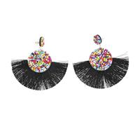 VALICLUD 1 Böhmische Quastenohrringe mit Perlen Fransenohrringe für Damen und Mädchen Hängend Schwarz Vintage Stil Modische Boho Ohrringe für Alltag und Fest