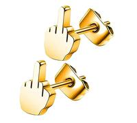 VALICLUD 1 Paar Ohrringe Für Damen Coole Ohrringe Für Herren Modische Punk Goldene Mittelfinger Für Mittelfinger Herren Aus Metall