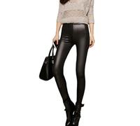 VALICLUD 1stück Plus Herbst Winter Warme Dicke Stretch Matte Kunstleder Leggings Für Damen Für Elastischer Bund Und Stylisch