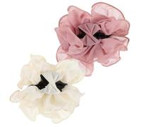 VALICLUD 2 Stück 2 Stück-Pack Große Chiffon Blumen Haarspangen im Französischen Stil Krallenklammern für Dutt und Festliche Hochsteckfrisuren Rosa Weiß Leichter Haarschmuck für Damen und