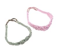 VALICLUD 2 Stück Elastische Gehäkelte Damen Stirnbänder Weiche Baumwolle Dehnbar Böhmisches Dekoratives Haarband für Yoga Sport und Freizeit