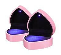 VALICLUD 2 Stück Elegante Herzförmige LED Schmuckbox mit Beleuchtung Aufbewahrung für Ringe Halsketten Anhänger Stilvolle Geschenkbox für Verlobung Hochzeit Valentinstag