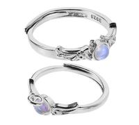 VALICLUD 2 Stück Engel Dämon Mondstein Paarring Verstellbar Kupfer Schmuck für Damen Herren Symbolische Finger Ringe Partnerschmuck Trendige Liebesringe