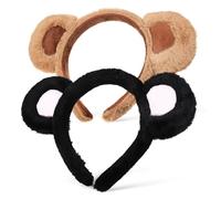 VALICLUD 2 Stück Fluffy Bärenohren Haarreifen Weiche Tierhaarreifen mit Elastischem Sitz Niedliches Cartoon Design für Damen Mädchen Jungen Cosplay Karneval Halloween und Partys