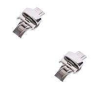 VALICLUD 2 Stück Luxus-uhrenverschluss 22 Mm Edelstahl Doppelte Druckknopf-faltschließe Robustes Elegantes Uhrenarmband-zubehör Silber