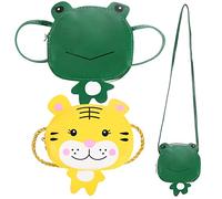 VALICLUD 2 Stück Mädchen Umhängetasche Cartoon Frosch Tiger Pu Leder Mit Metallreißverschluss Kleine Münztasche Kindertasche