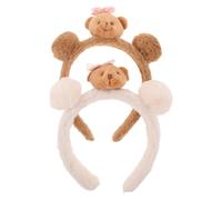 VALICLUD 2 Stück-pack Plüsch Bärenohren Stirnbänder mit Schleife Weich und Elastisch Rutschfestes Haarband für Gesichtsreinigung Spa und Make Up für Frauen und Mädchen