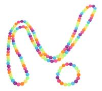 VALICLUD 2 Stück Perlenschmuck für Mädchen Armband und Halskette aus Leichtem Kunststoff Mehrfarbiges Party Accessoire für Abschlussball und Tanzveranstaltung