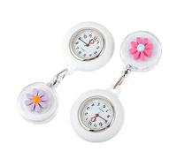 VALICLUD 2 Stück Silikon Taschenuhren mit Gänseblümchen Motiv Bruchsicher Präzises Quarzwerk Krankenschwester Brustüberwachung Geschenk für Medizinisches Personal