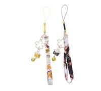 VALICLUD 2 Stück Teiliges Maneki Neko Schlüsselanhänger aus Keramik Japanische Glückskatze mit Glocke Farblich Sortiert als Glücksbringer und Niedliches Katzenornament für Taschen und